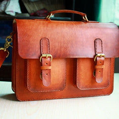Cool Handmade Leather Mens Messenger Bag Briefcase School Bag for men
