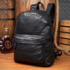 Fashion Black Mens Leather 13-inch Computer Backpacks Cool Travel Backpacks School Backpacks for men - imessengerbags