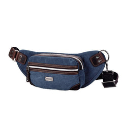 Navy Blue Canvas Leather Fanny Pack Women's Small Khaki Canvas Chest Bag Sling Hip Bag Waist Bag For Men