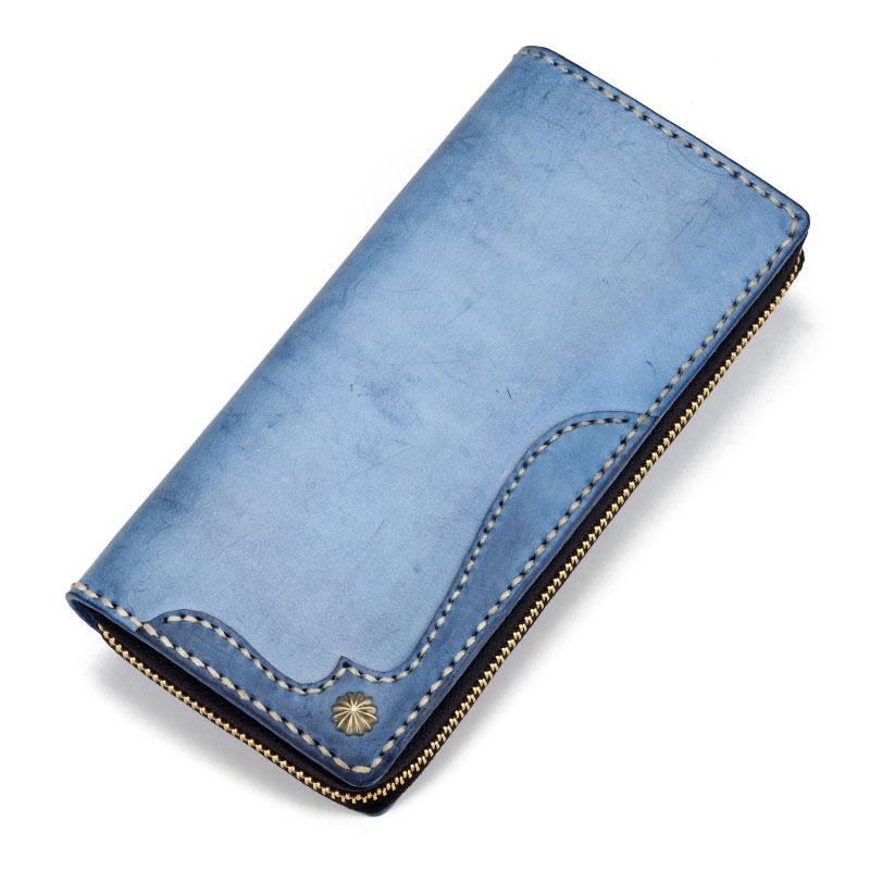 Handmade Leather Mens Clutch Wallet Cool Takahashi Wallet Long Zipper Wallets for Men - imessengerbags