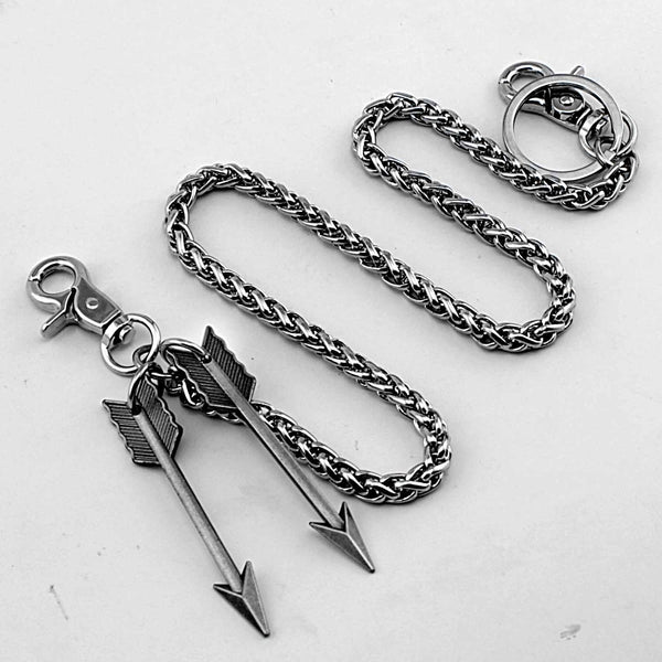 Silver Double Arrow Key Chain Pants Chain Long Wallet Chain Biker Wallet Chain For Men - imessengerbags