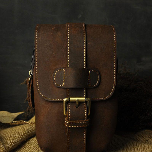 Small Mens Leather Belt Pouch Holsters Belt Case Cell Phone Waist Pouch for Men - imessengerbags