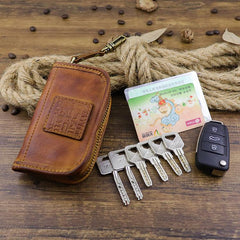 Brown Leather Men's Key Wallet Car Key Case Black Leather Key Holder For Men
