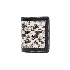 Black Leather Mens Snakeskin billfold Wallet Bifold Front Pocket SnakeSkin Small Wallet For Men - imessengerbags
