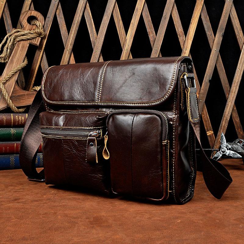 Cool Vintage Leather Mens Small Side Bag Messenger Bag Shoulder Bag for Men