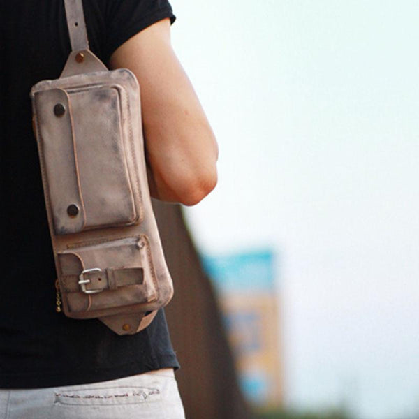 Handmade Leather Fanny Pack Mens Waist Bag Hip Pack Belt Bag Bumbag for Men - imessengerbags