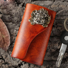 Handmade Leather Mens Cool Key Wallet Car Key Holder Car Key Case for Brown Men - imessengerbags