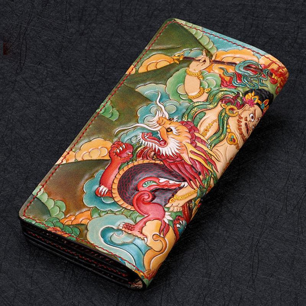 Handmade Leather White Jambhala Mens Chain Biker Wallet Cool Leather Wallet With Chain Wallets for Men - imessengerbags