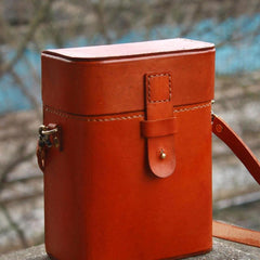 Handmade Brown Leather Mens Small Box Bag Shoulder Bag Messenger Bags for Men - imessengerbags