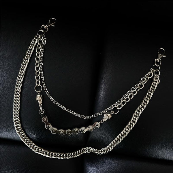 Badass Men's Punk Triple Long Wallet Chain Pants Chain Biker Wallet Chain For Men