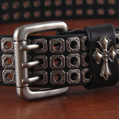 Genuine Leather Punk Rock Biker Trucker Mens Belt Men Black Coffee Belt for Men