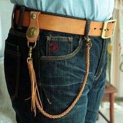 Cool Men's handmade Braided Chain Biker Wallet Chain Leather Pants For Men - imessengerbags