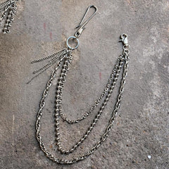 Badass Punk Triple Silver Tassel Mens Pants Chain Wallet Chain Long Jeans Chain Jean Chain For Men - imessengerbags