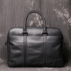 Black Leather Mens 15 inches Large Laptop Work Bag Handbag Briefcase Shoulder Bags Business Bags For Men