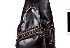 Leather Cool Chest Bag Sling Bag Sling Crossbody Bag Sling Travel Bag Hiking Bag For Mens - imessengerbags