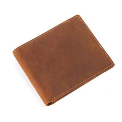 Slim Brown Leather Men's Bifold Small Wallet billfold Front Pocket Wallet For Men - imessengerbags