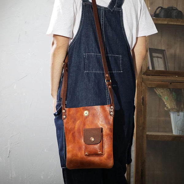 Vintage Tan Handmade LEATHER MEN'S Side BAG Courier Bag MESSENGER BAG Black Leather Postman BAG FOR MEN - imessengerbags