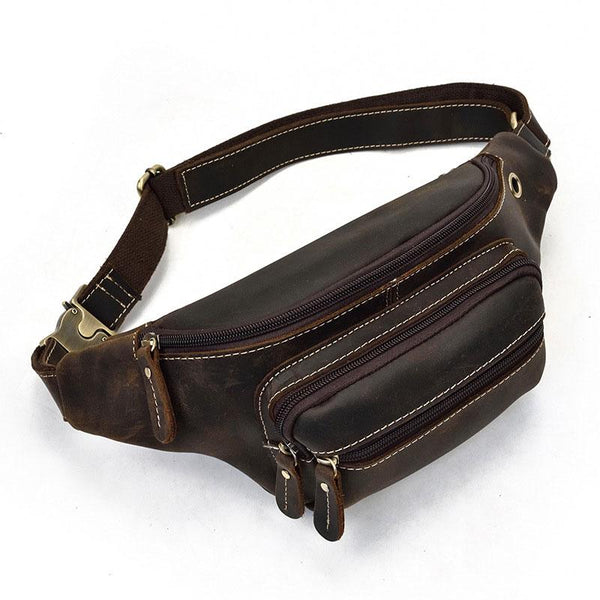 COOL LEATHER MENS FANNY PACK FOR MEN BUMBAG Vintage WAIST BAGS for Men - imessengerbags