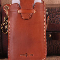 Genuine Leather Mens Cool Phone Key Wallet Card Slim Wallet Key Holder Car Key Case for Men - imessengerbags