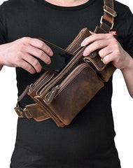 Brown Cool LEATHER MENS FANNY PACK FOR MEN BUMBAG Vintage WAIST BAGS