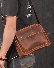 Handmade Leather Small Messenger Bag Shoulder Bag For Men - imessengerbags