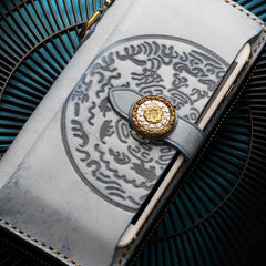 Handmade Leather Mens Chain Biker Wallet Cool Leather Wallet Long Phone Wallets for Men - imessengerbags