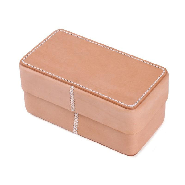 Beige Womens Leather Storage Box Portable Cosmetic Bag Multifunctional Clutch Box For Men