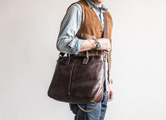 Genuine Leather Mens Briefcase Messenger Bag Laptop Bag Shoulder Bag for men