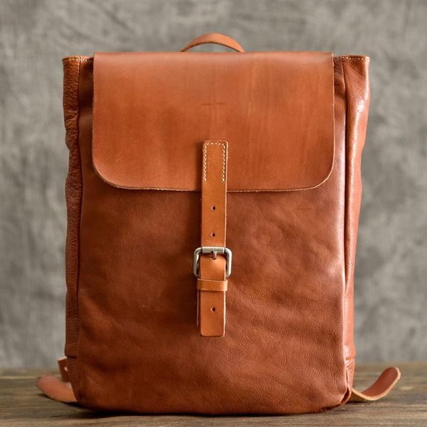 Handmade Leather Mens Women Cool Backpack Sling Bag Large Brown Travel Bag Hiking Bag for men - imessengerbags