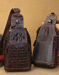 Cool Mens Leather Sling Bag One Shoulder Backpacks Sling Crossbody Backpack For Men - imessengerbags