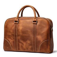 Vintage Brown  Leather Men's Professional Briefcase 14inch Computer Briefcase Handbag For Men - imessengerbags