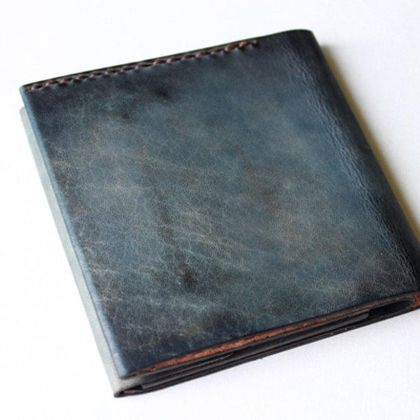Handmade Vintage Leather Mens Small Bifold Wallet Cool billfold Wallet for Men - imessengerbags