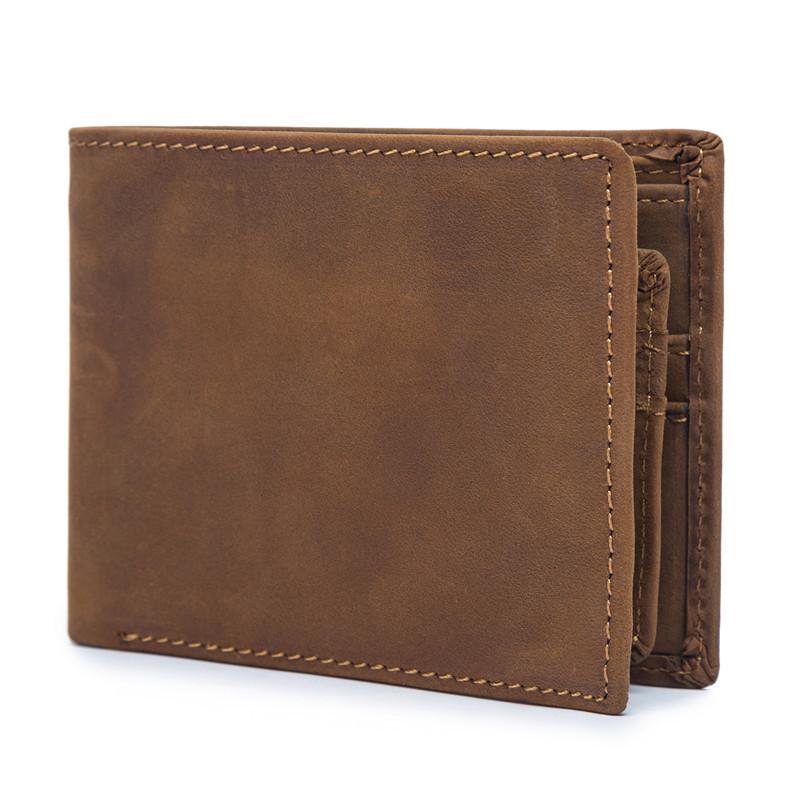 Vintage Leather Mens Slim Small Wallet billfold Bifold Wallet Front Pocket Wallet Driving License Wallet for Men - imessengerbags