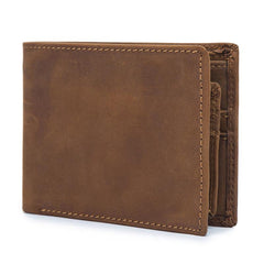 Vintage Leather Mens Slim Small Wallet billfold Bifold Wallet Front Pocket Wallet Driving License Wallet for Men - imessengerbags