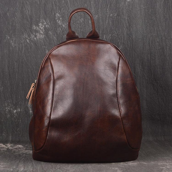 Vintage Leather Brown Men's Backpack Computer Backpack College Backpack For Men - imessengerbags