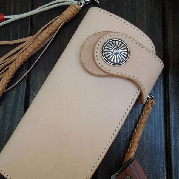 Handmade Leather Biker Wallet Mens Cool Chain Wallet Trucker Wallet with Chain - imessengerbags