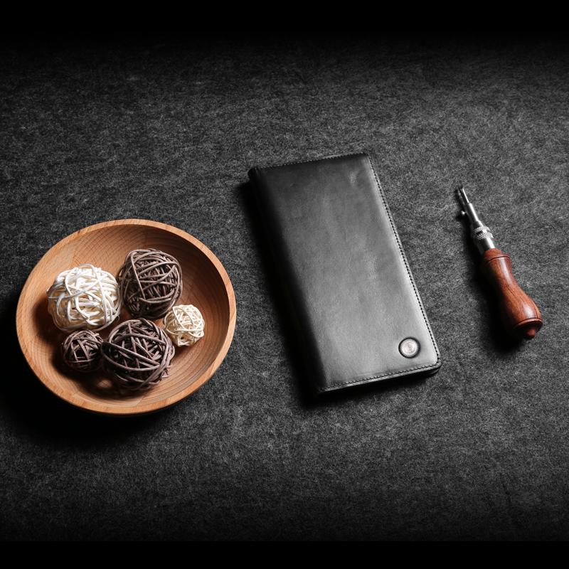 Casual Leather Men's Black Trifold Long Wallet Passport Wallet For Men - imessengerbags