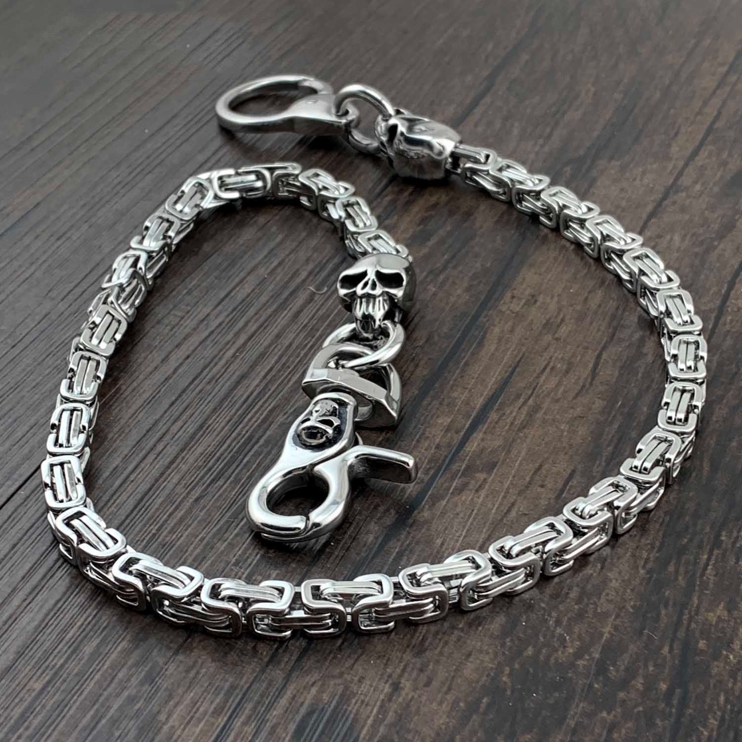 Skull Sterling Silver Biker Wallet Chain