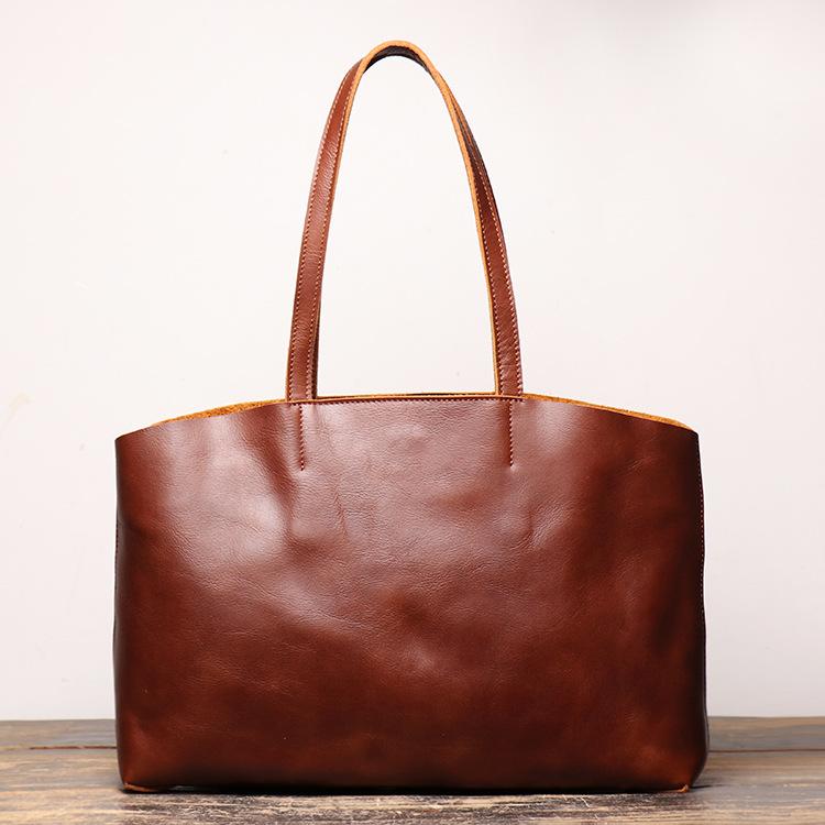 Vintage Mens Womens Leather Large Brown Tote Handbag Shoulder Tote Purse Tote Messenger Bag For Men - imessengerbags