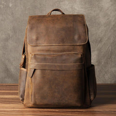 Genuine Leather Mens Cool Backpack Sling Bag Large Brown Travel Bag Hiking Bag for men - imessengerbags