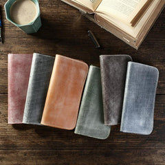 Handmade Mens Brown Leather Long Wallet Bifold Long Wallet Brown Card Wallet For Men - imessengerbags