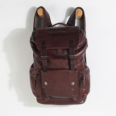 Genuine Leather Mens Cool Backpack Sling Bag Large Black Travel Bag Hiking Bag for men - imessengerbags