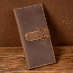 Cool Light Brown Mens Bifold Long Wallet Mutlicard Wallet Slim Long Wallet for Men - imessengerbags