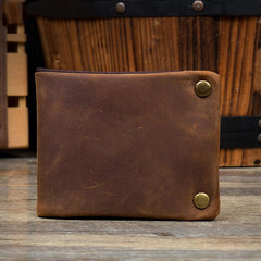Dark Brown Cool Leather Mens Bifold Thin Front Pocket billfold Wallet Black Slim Small Wallet for Men