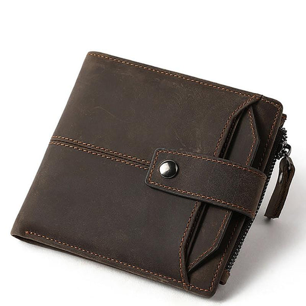 RFID Brown Leather Men's Small Wallet billfold Wallet Cool Bifold Wallet For Men - imessengerbags