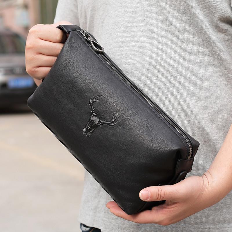 Leather Dopp Kit Bag Leather Toiletry Bag for Men Cool Black Leather Men's Clutch Bag 