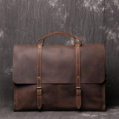 Casual Leather Men's Brown Professional Briefcase 15‘’ Laptop Handbag Business Bag For Men