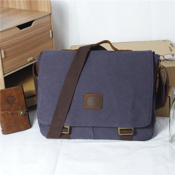 Cool Canvas Mens 15'' Side Bag Shoulder Bag College Bag Messenger Bag for Men