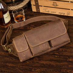 Brown Leather Mens Fanny Pack Waist Bag Hip Pack Light Brown Belt Bag Bumbag for Men