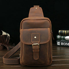 Vintage Leather Mens Sling Shoulder Bags Sling Bag Chest Bag Sling Backpack for men - imessengerbags